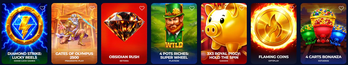 Nine Casino sélection de machines à sous avec Gates of Olympus 2500, Obsidian Rush, Flaming Coins et 4 Carts Bonanza